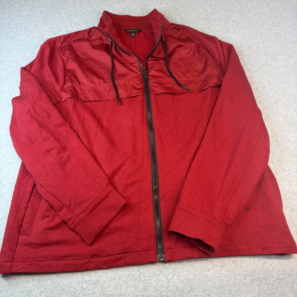 Banana Republic Mens Red Mixed Media Full Zip Lightweight Track Jacket XL